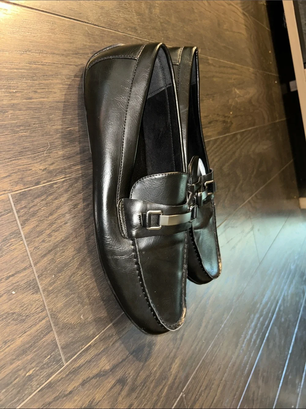 Alfani Black Leather Slip-On Bit Loafers